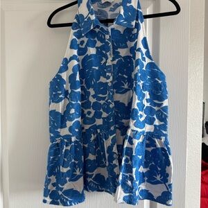 Kate Spade Blue and White Floral Top